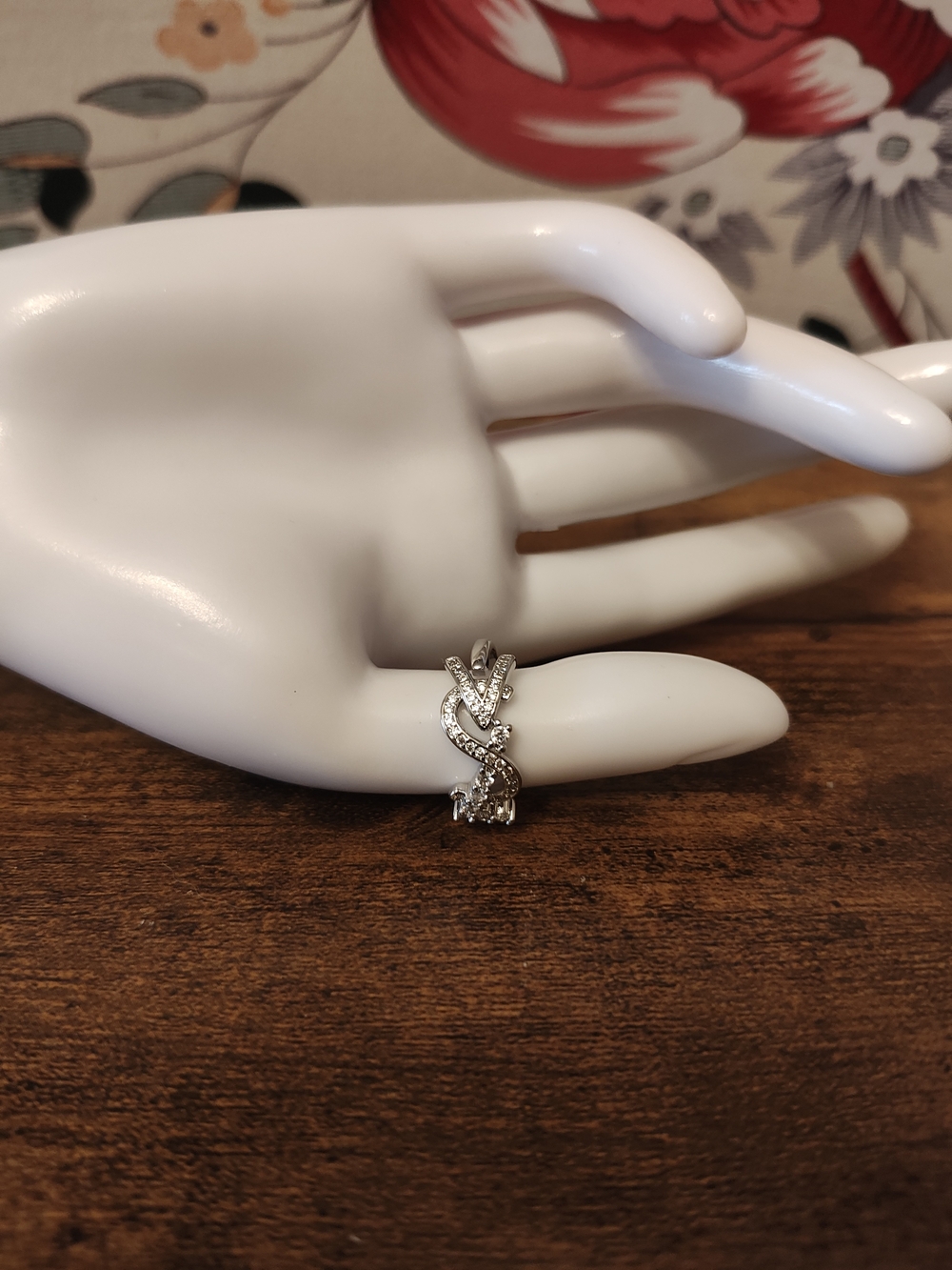 Silver Crystal Vine Wrap Women's Adjustable Ring